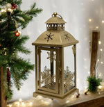 Laterne aus Metall mit Glaseinsatz Farbe: Gold L:16cm B:16cm H:38cm