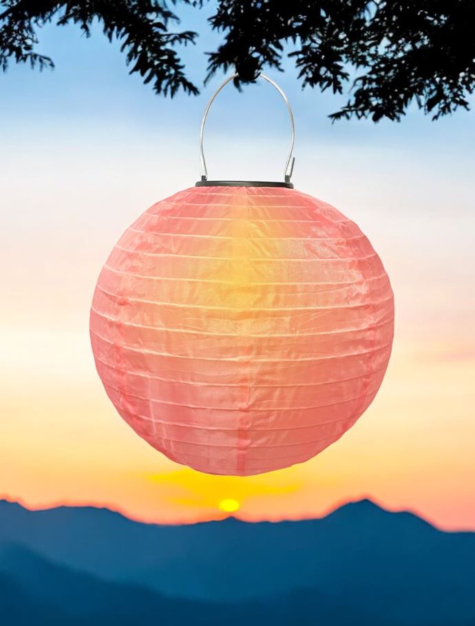 LED Solar Outdoor Lampion mit 1 LED D:25cm Farbe: Rosa Nr.51 Warm weisses Licht