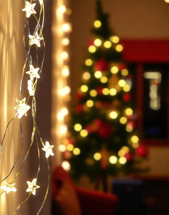 LED Micro Draht Lichterkette 
mit Sternen 30 LED 
L: 70cm 
silber Draht