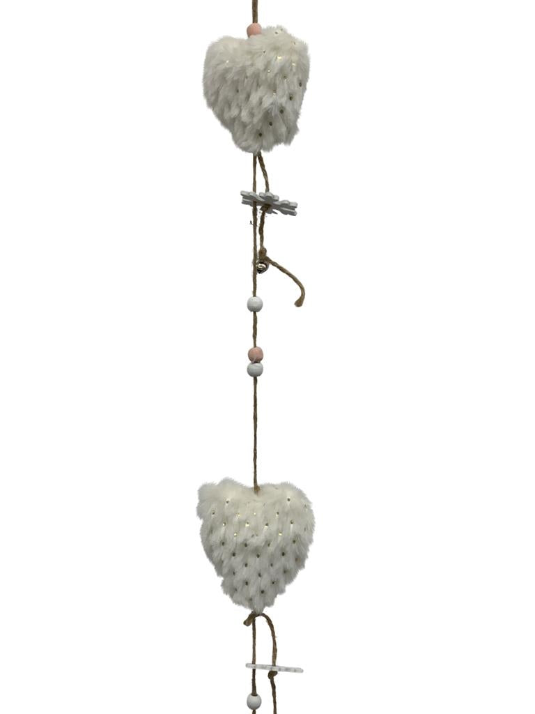 Girlande mit weissen Plüsch Herzen,
L:100cm