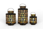 Laterne Forest 3er Set aus Metall Schwarz gold