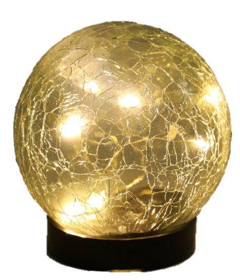 LED Solar  Leuchte Crackle Ball 
mit 10 LED warm weisses Licht