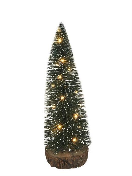 LED Tannenbaum Grün auf Holzsockel H40cm D14cm mit 20 Tautropfen LED