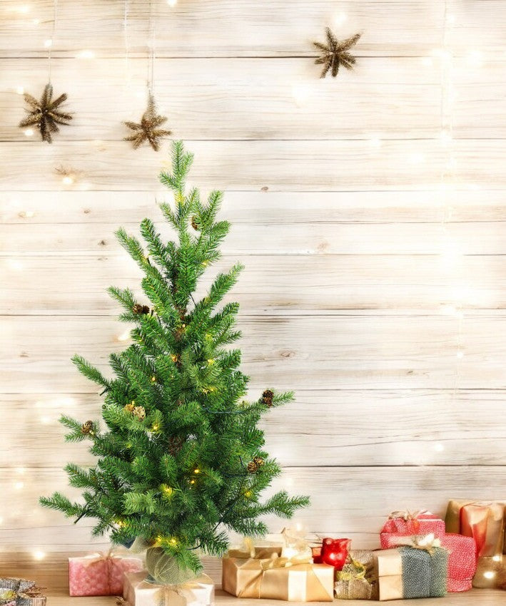 Albero di Natale a LED con 50 LED
 Lucine in un vaso di iuta
 avvolto D:45cm H:90cm