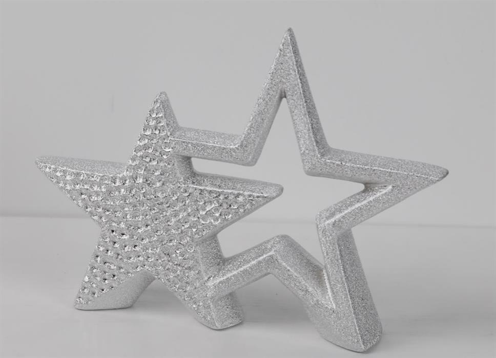 Stern Doppel aus Keramik, 
Design: Silber gehämmert,
L:3cm x B:21cm x H:16cm