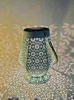 LED Solar Laterne in Grün aus Metall orientalische Form L12cm x B13.5cm x H18cm