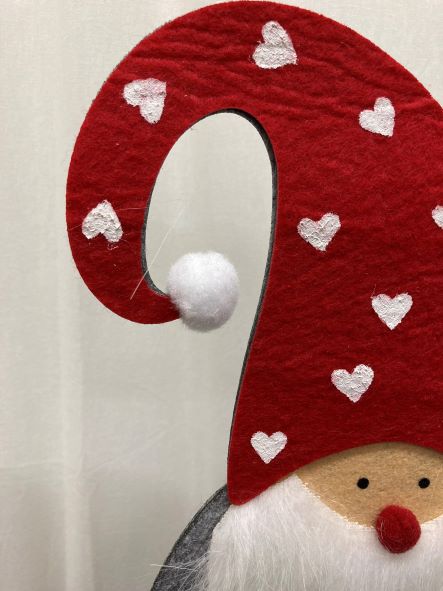 Deko Weihnachtsmann auf Holzsockel zum Stellen, Farbe: Rot / Weiss