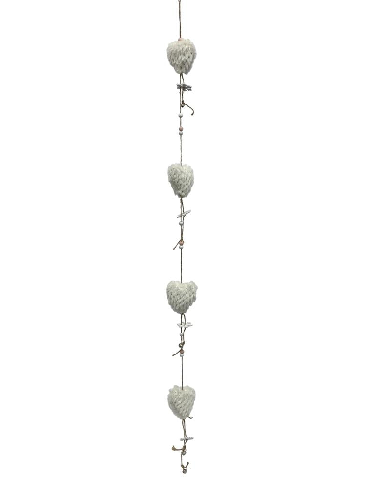 Girlande mit weissen Plüsch Herzen,
L:100cm