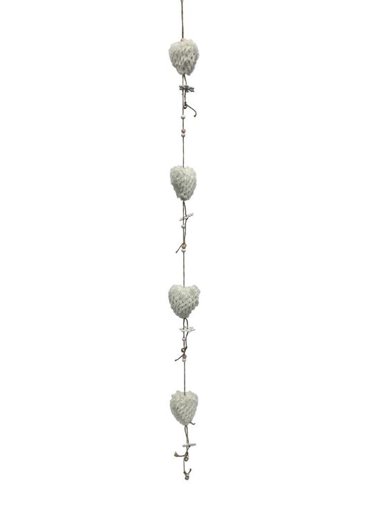 Girlande mit weissen Plüsch Herzen,
L:100cm