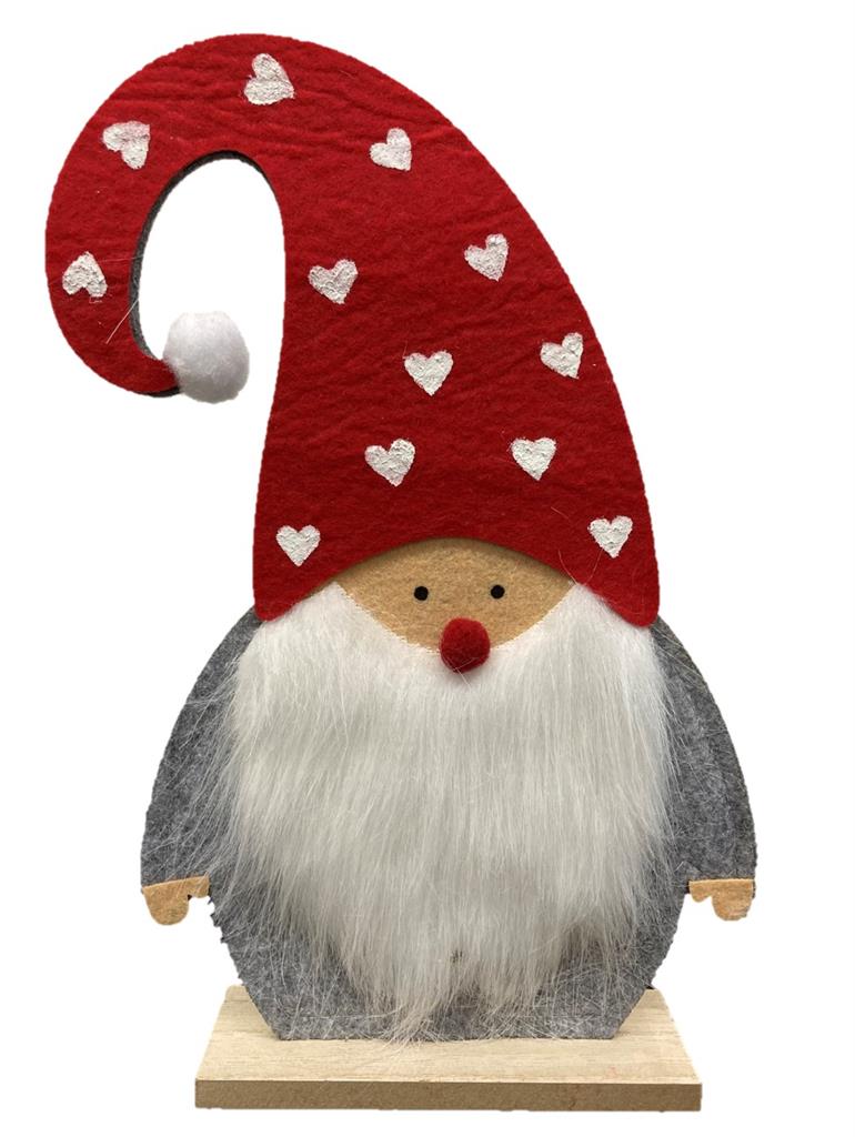 Deko Weihnachtsmann auf Holzsockel zum Stellen, Farbe: Rot / Weiss