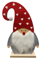 Deko Weihnachtsmann auf Holzsockel zum Stellen, Farbe: Rot / Weiss