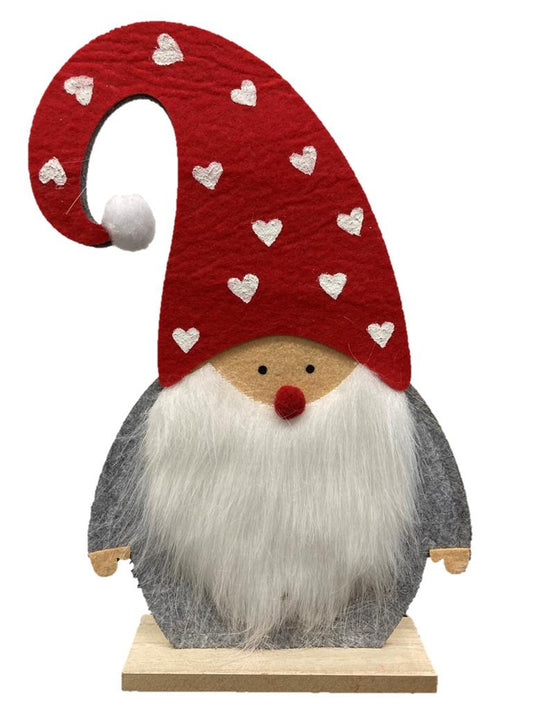 Deko Weihnachtsmann auf Holzsockel zum Stellen, Farbe: Rot / Weiss