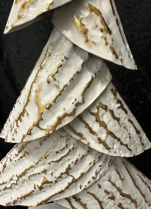 Deko Weihnachtsbaum aus Metall altweiss gold H59cm