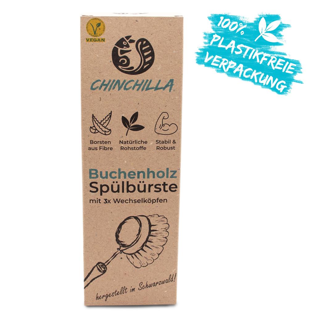 Spülbürste aus Buchenholz 4-teilig inkl. 3 Wechselköpfe Länge: 24cm