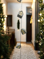 LED Lichterkette Häuschen silber Glitter mit 10LED Länge 135cm warm weisses Licht