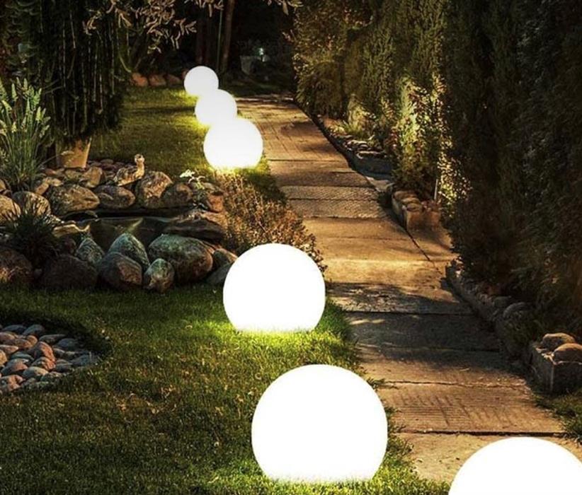 LED Solar Outdoor Kugel D:20cm mit 2 LED warm weiss mit ON / OFF Schalter