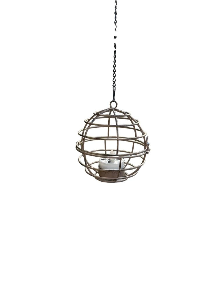 LED Solar Hängeleuchte in Braun mit Teelicht Metall D10cm