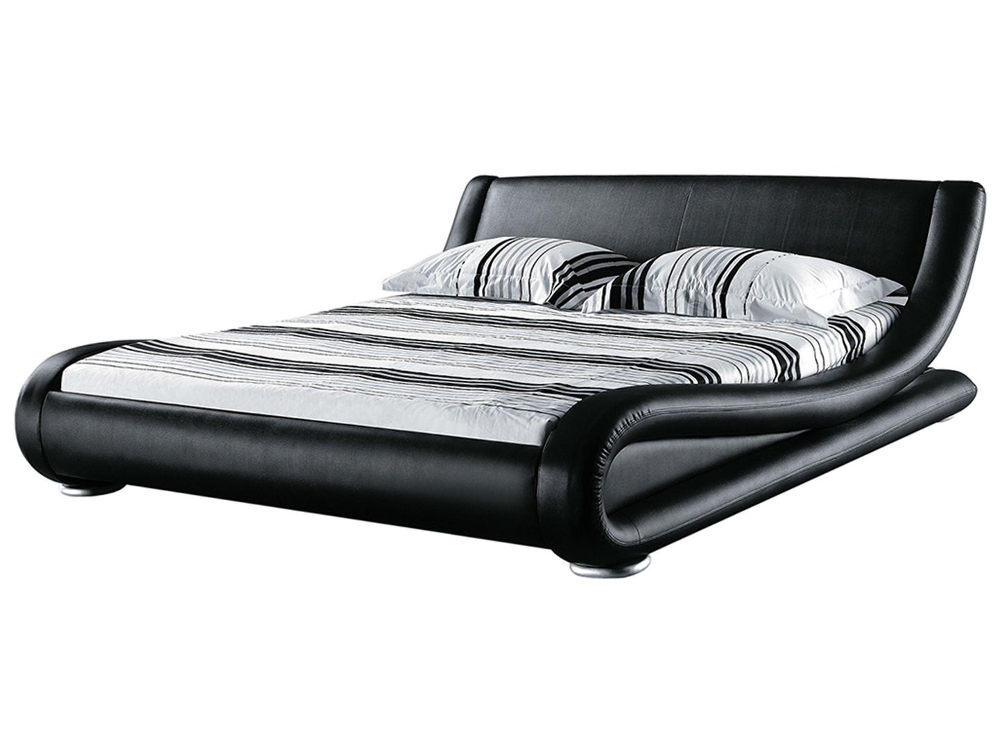 Wasserbett Leder schwarz 180 x 200 cm AVIGNON