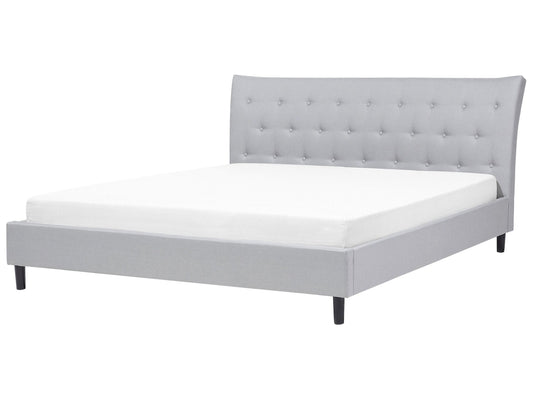 Bett mit Lattenrost Stoff SAVERNE 180 x 200 cm Hellgrau