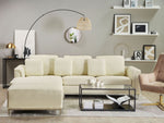 Ecksofa Leder beige rechtsseitig mit Ottomane OSLO