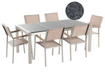 Gartenmöbel Set 6-Sitzer GROSSETO Dreifachplatte Granit Polierter Grau / Beige