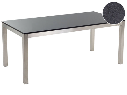 Gartentisch GROSSETO 180 cm 90 cm Polierter Granit Schwarz