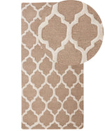 Teppich Wolle beige 80 x 150 cm marokkanisches Muster Kurzflor ERBAA