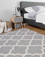Teppich Wolle grau 80 x 150 cm marokkanisches Muster Kurzflor SILVAN