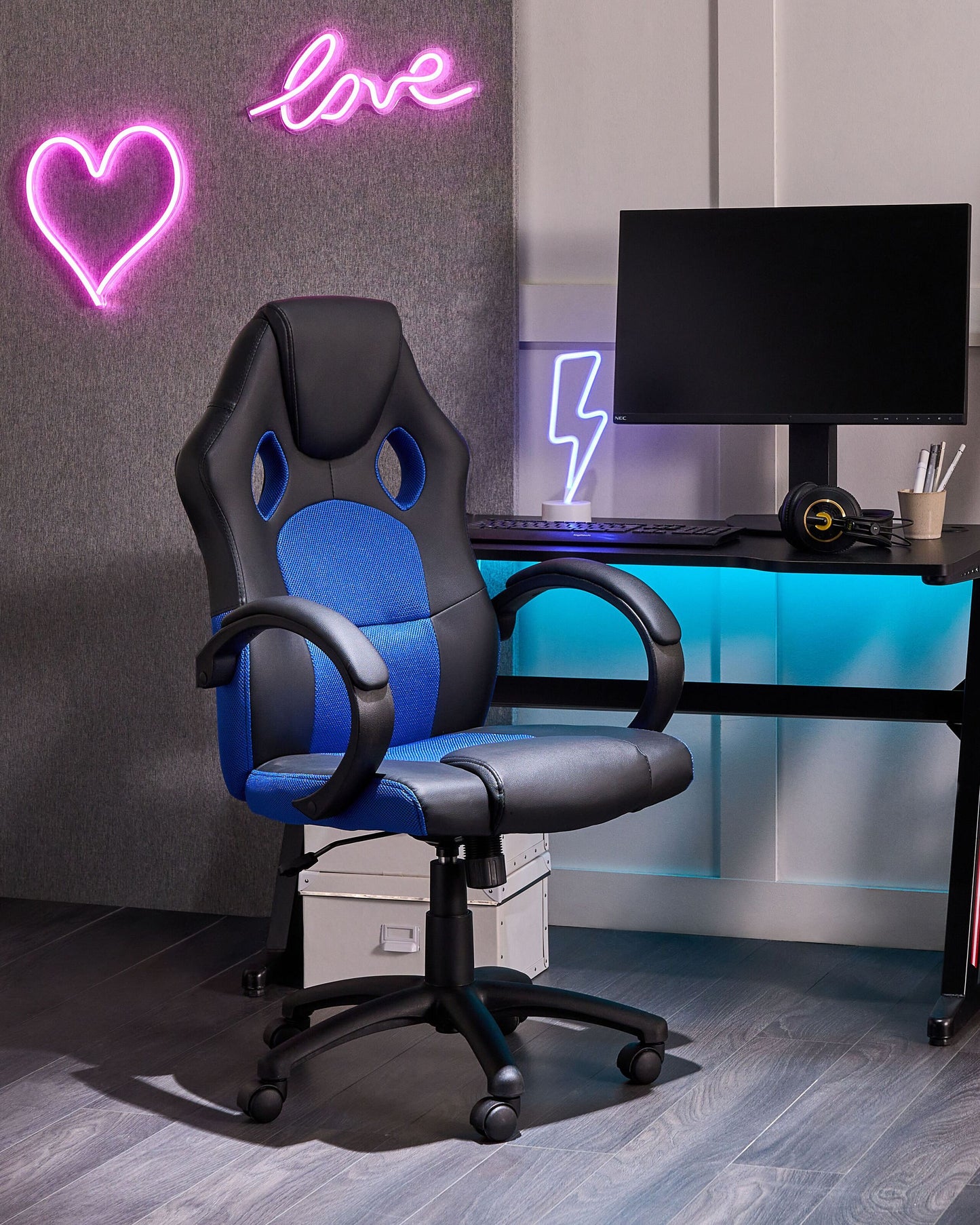 Bürostuhl drehbar FIGHTER Kunstleder Marineblau