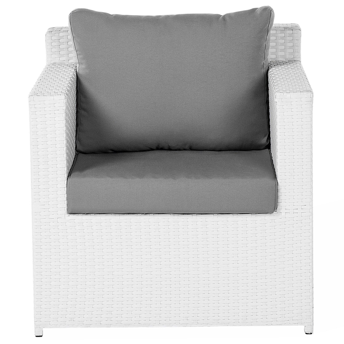 Lounge Set mit Tisch und Ottomane 6-Sitzer ROMA Polyrattan Weiss