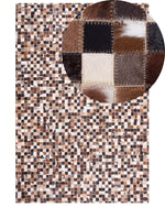 Teppich Kuhfell braun / beige 160 x 230 cm Patchwork Kurzflor KONYA
