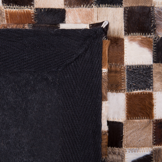 Teppich Kuhfell braun / beige 160 x 230 cm Patchwork Kurzflor KONYA