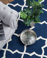 Teppich Wolle blau 80 x 150 cm marokkanisches Muster Kurzflor SILVAN