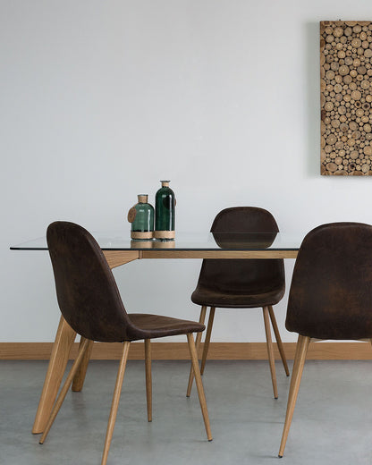 2er Set Kunstleder Esszimmerstuhl Dunkelbraun BRUCE