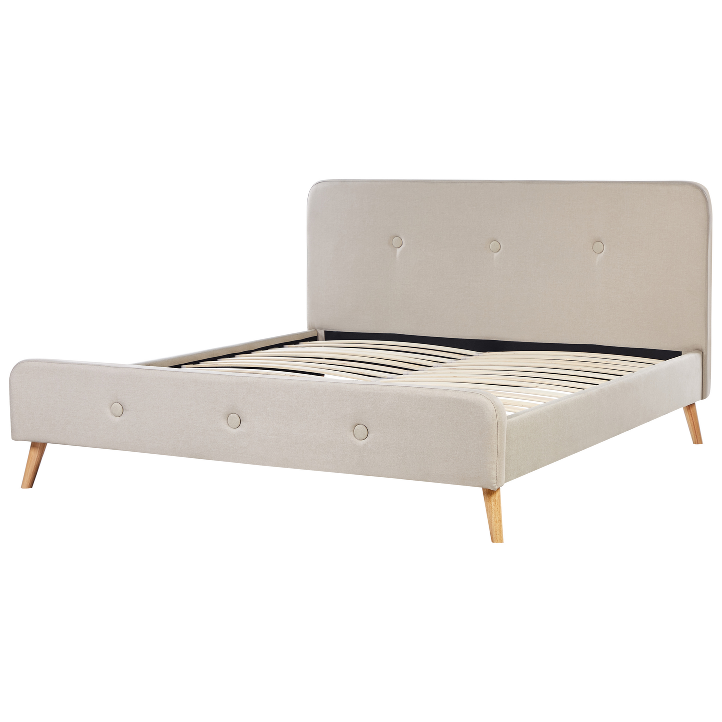 Bett mit Lattenrost Kunstleinen RENNES 180 x 200 cm Hellbeige