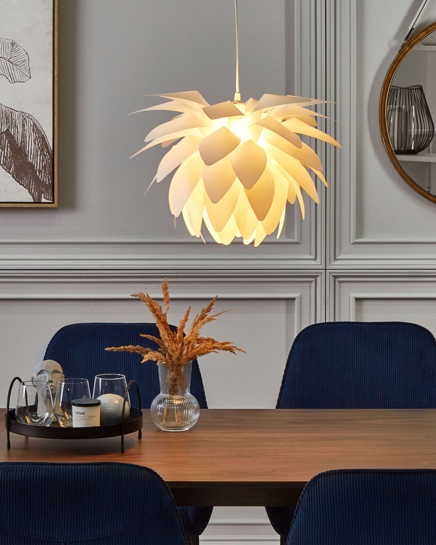 Hängelampe weiss 50 cm Blumenform MUSONE