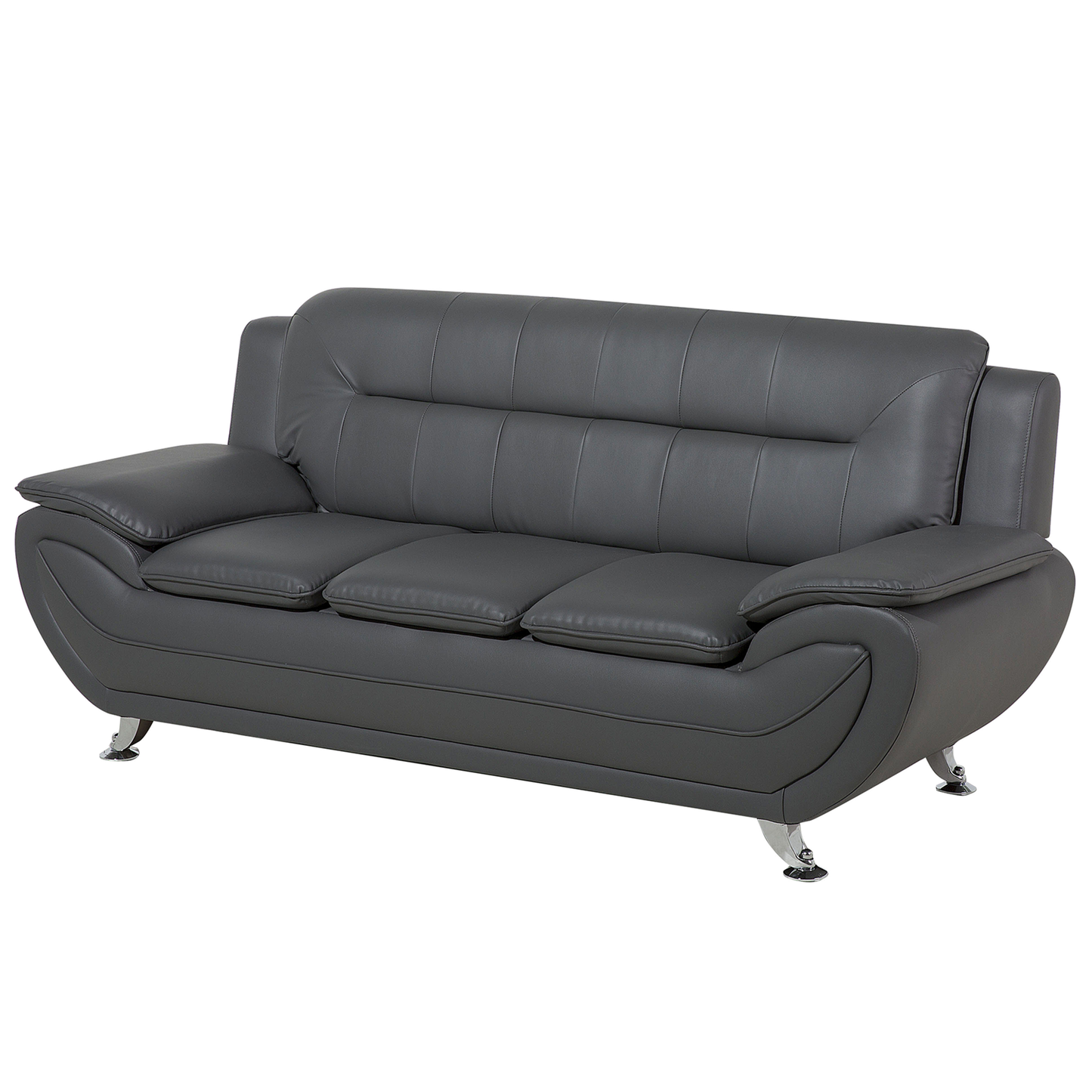 3-Sitzer Sofa Kunstleder grau LEIRA