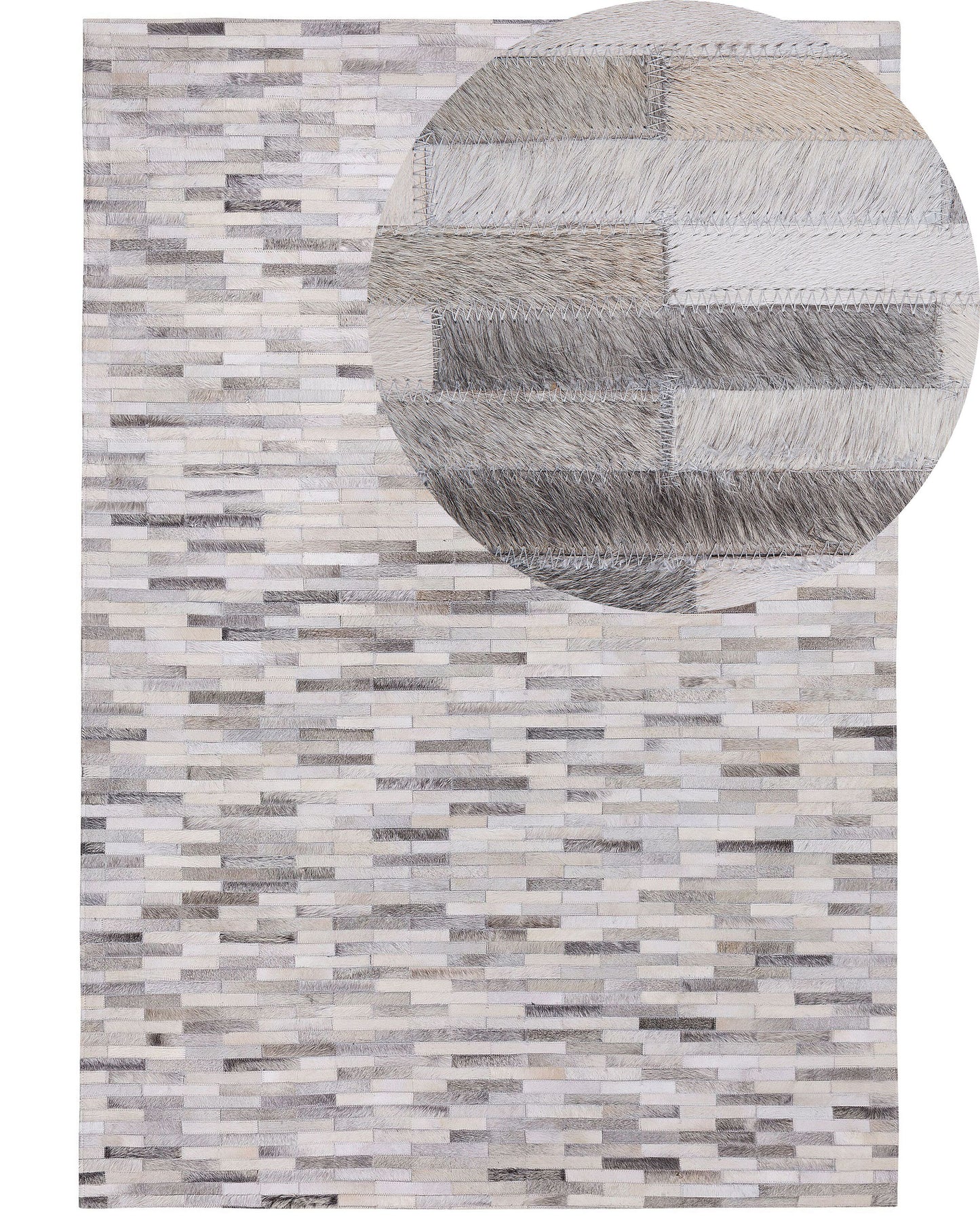Teppich Kuhfell grau 140 x 200 cm Patchwork Kurzflor AHILLI