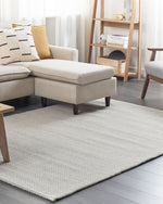 Teppich Wolle hellgrau 140 x 200 cm Kurzflor KILIS