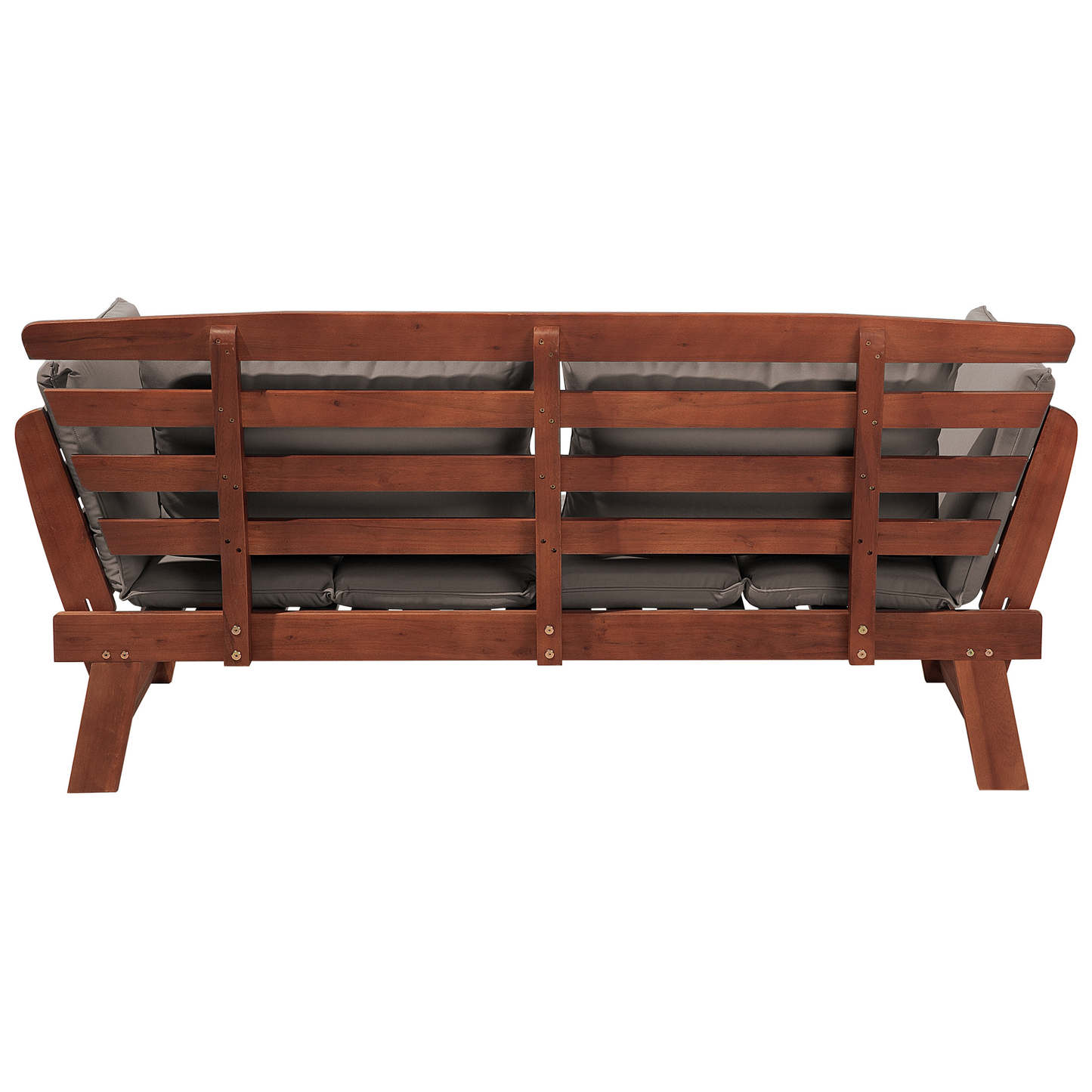 Gartenbank mit Auflage PORTICI 210 cm Eukalyptusholz Dunkelbraun / Taupe