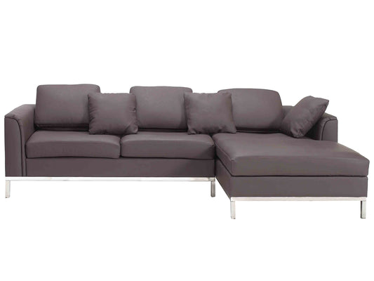 4-Sitzer Ecksofa Leder braun linksseitig OSLO