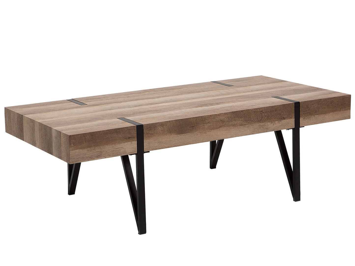 Couchtisch brauner Holzfarbton / schwarz rechteckig 60 x 110 cm ADENA