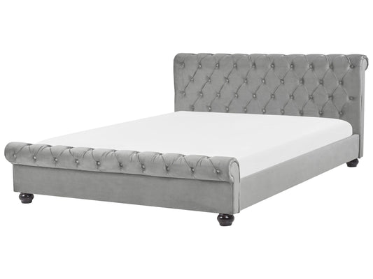 Bett mit Lattenrost Samtstoff AVALLON 180 x 200 cm Grau