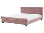 Bett mit Lattenrost Samtstoff AVALLON 180 x 200 cm Rosa