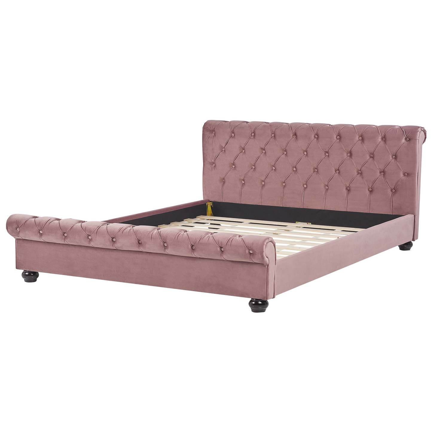 Bett mit Lattenrost Samtstoff AVALLON 180 x 200 cm Rosa