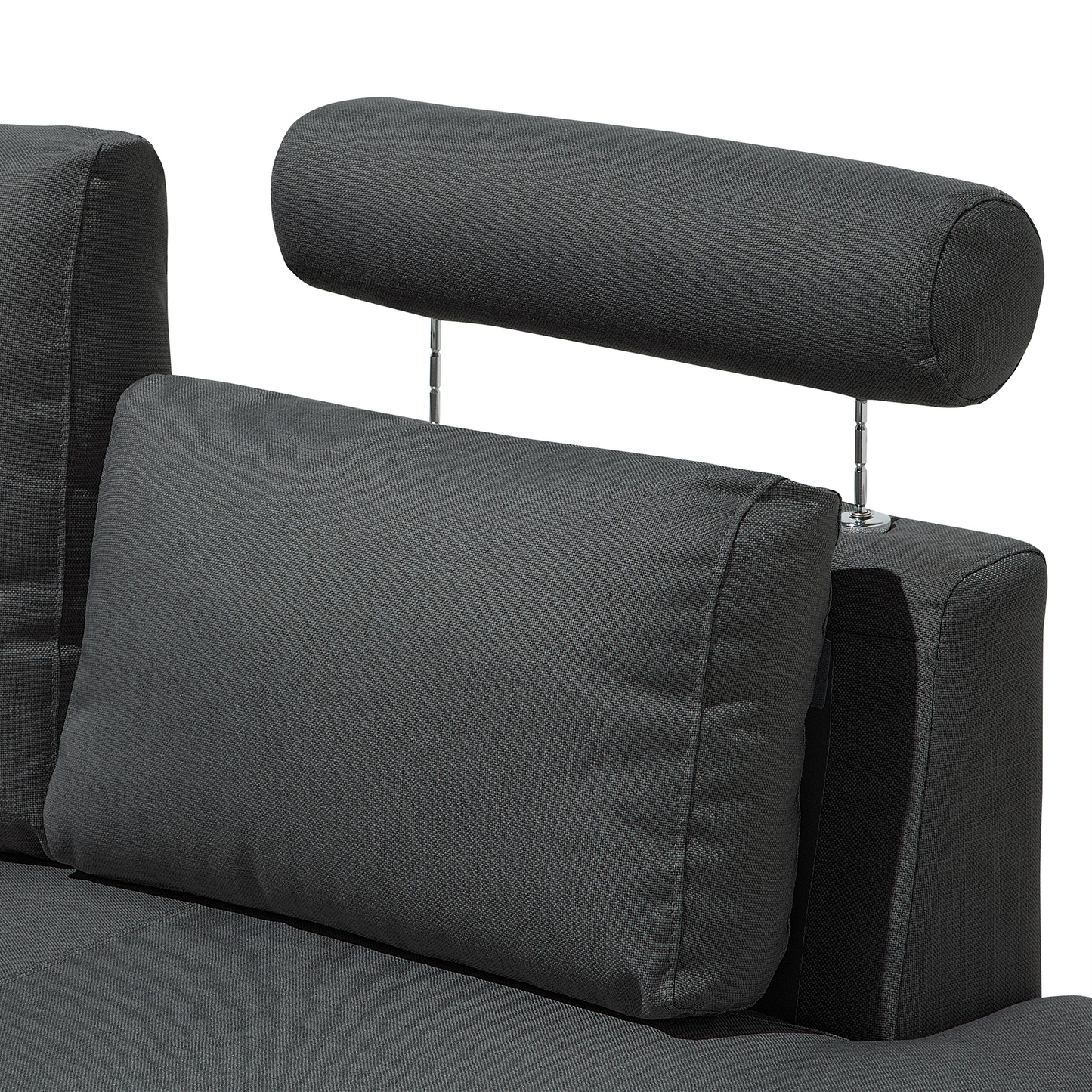 7-Sitzer Sofa grau halbrund mit Ottomane ROTUNDE