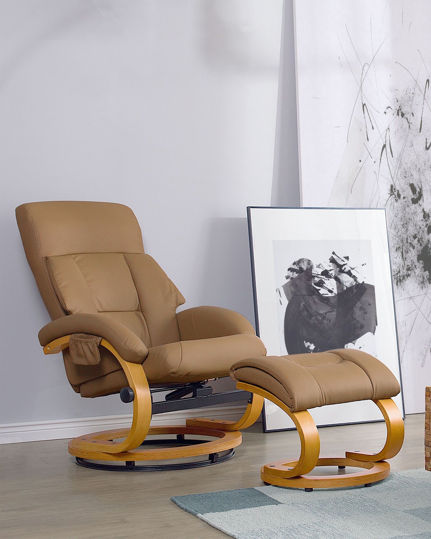 Massagestuhl FORCE mit Fussstütze Kunstleder Sandbeige