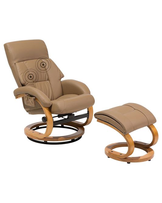 Massagestuhl FORCE mit Fussstütze Kunstleder Sandbeige