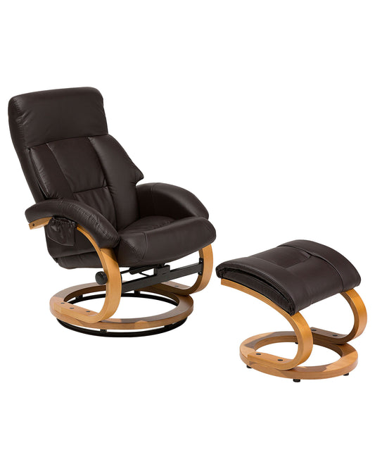Massagestuhl FORCE mit Fussstütze Kunstleder Dunkelbraun