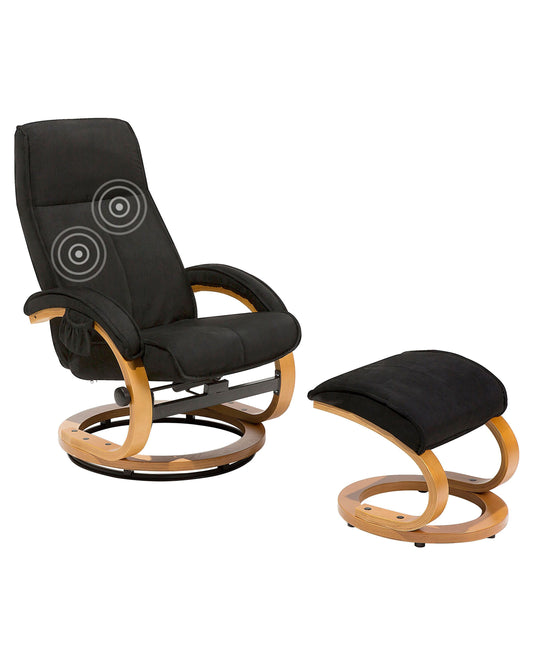 Massagestuhl HERO mit Fussstütze Stoff Schwarz